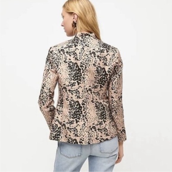 J. Crew Going-Out Blazer in Leopard Print Linen Blend Preppy Academia Size 6 NWT - Picture 2 of 16
